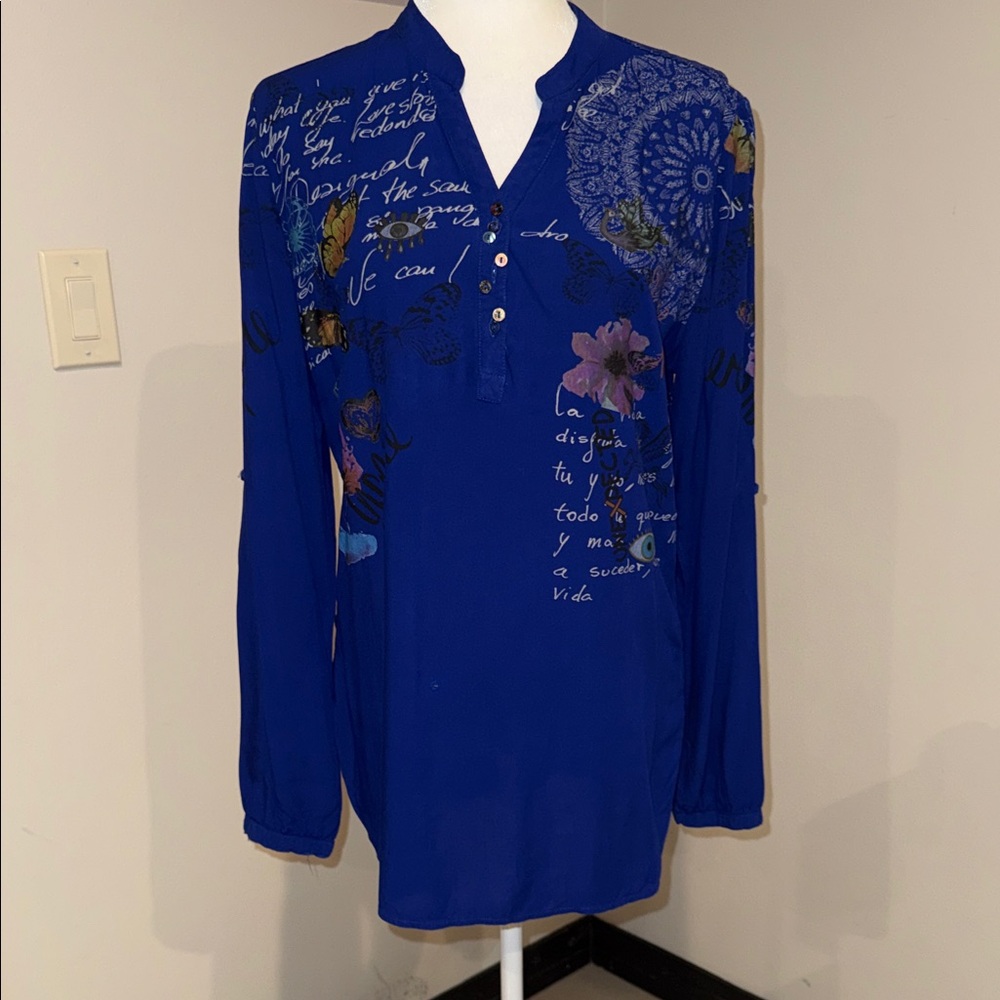 Desigual Blue Floral Blouse